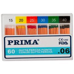 Stomatologie Cabinet/CONURI HARTIE si GUTTA PERCHA/Conuri Gutta Percha - Conuri Gutaperca .06, PRIMA, asortate nr.15-40, 60 bucati