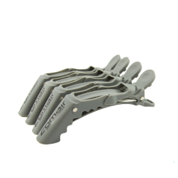 Cosmetica SPA/COAFOR, FRIZERIE/Accesorii Coafor si Frizerie - Clipsuri din plastic PRIMA, pentru separarea suvitelor, gri, 11.5 cm, 4 bucati