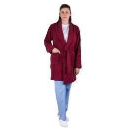 Uniforms and Tailoring/PROFESSIONAL UNIFORMS/Robes and Work Wear - Halat polar medical unisex Alex Modern, guler tip sal, maneca lunga, inchidere cordon, 2 buzunare, grena, S